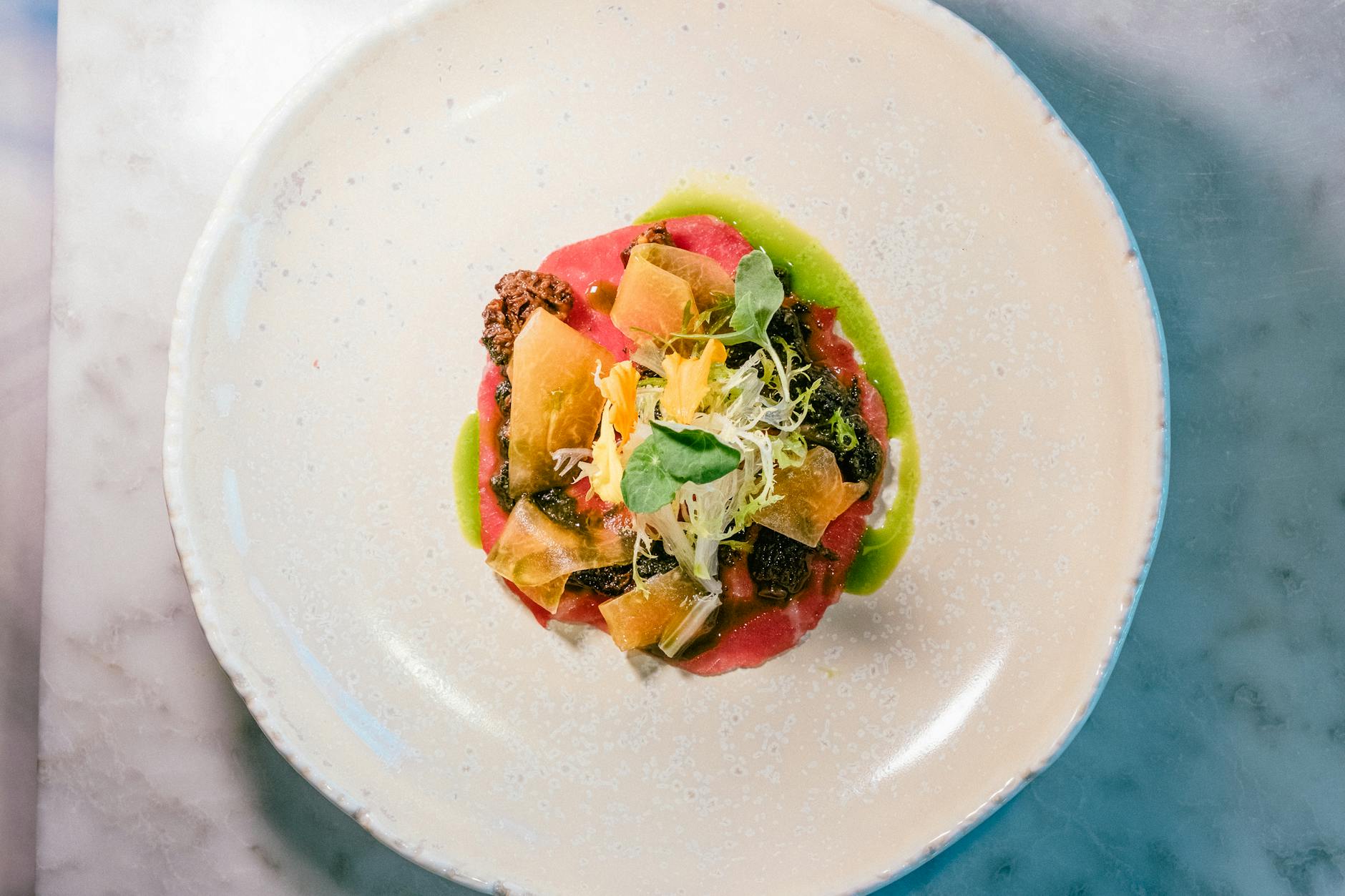 Elegant restaurant plated dish with fine dining presentation