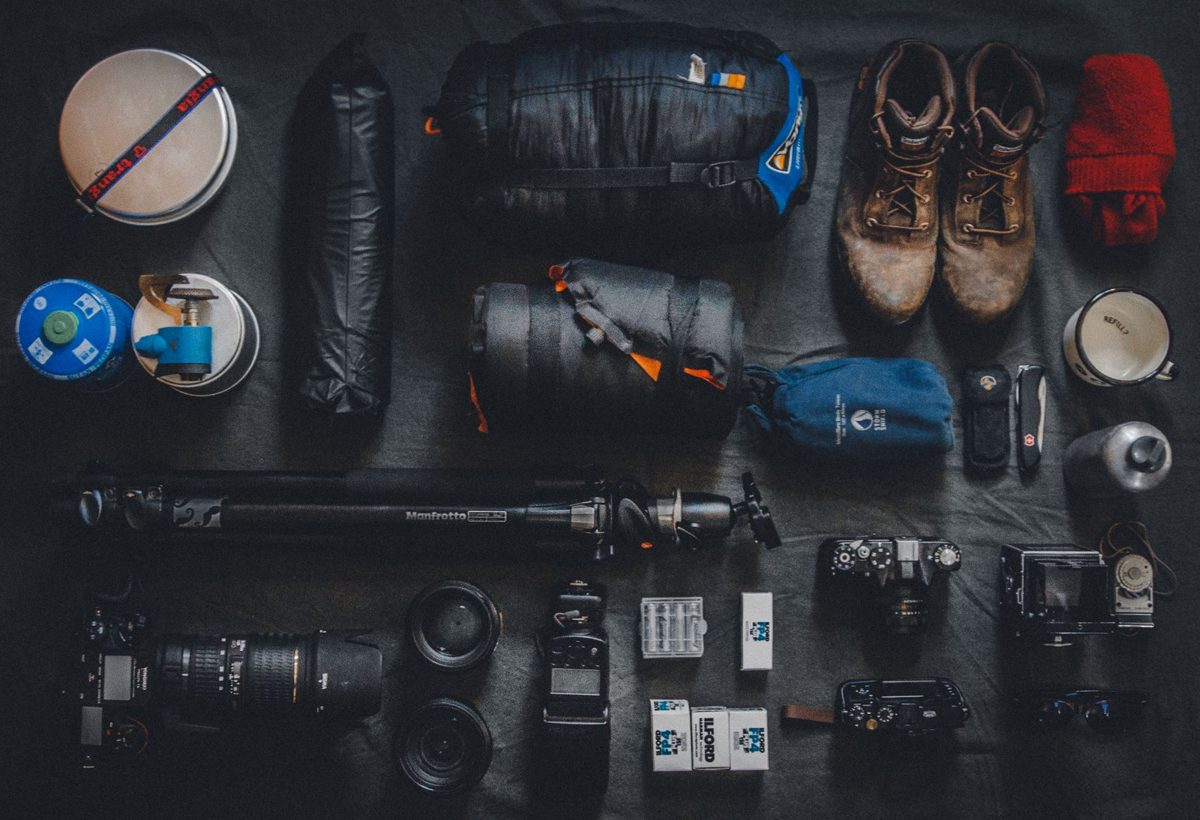 Backpacking gear laid out for a Taupo packing list