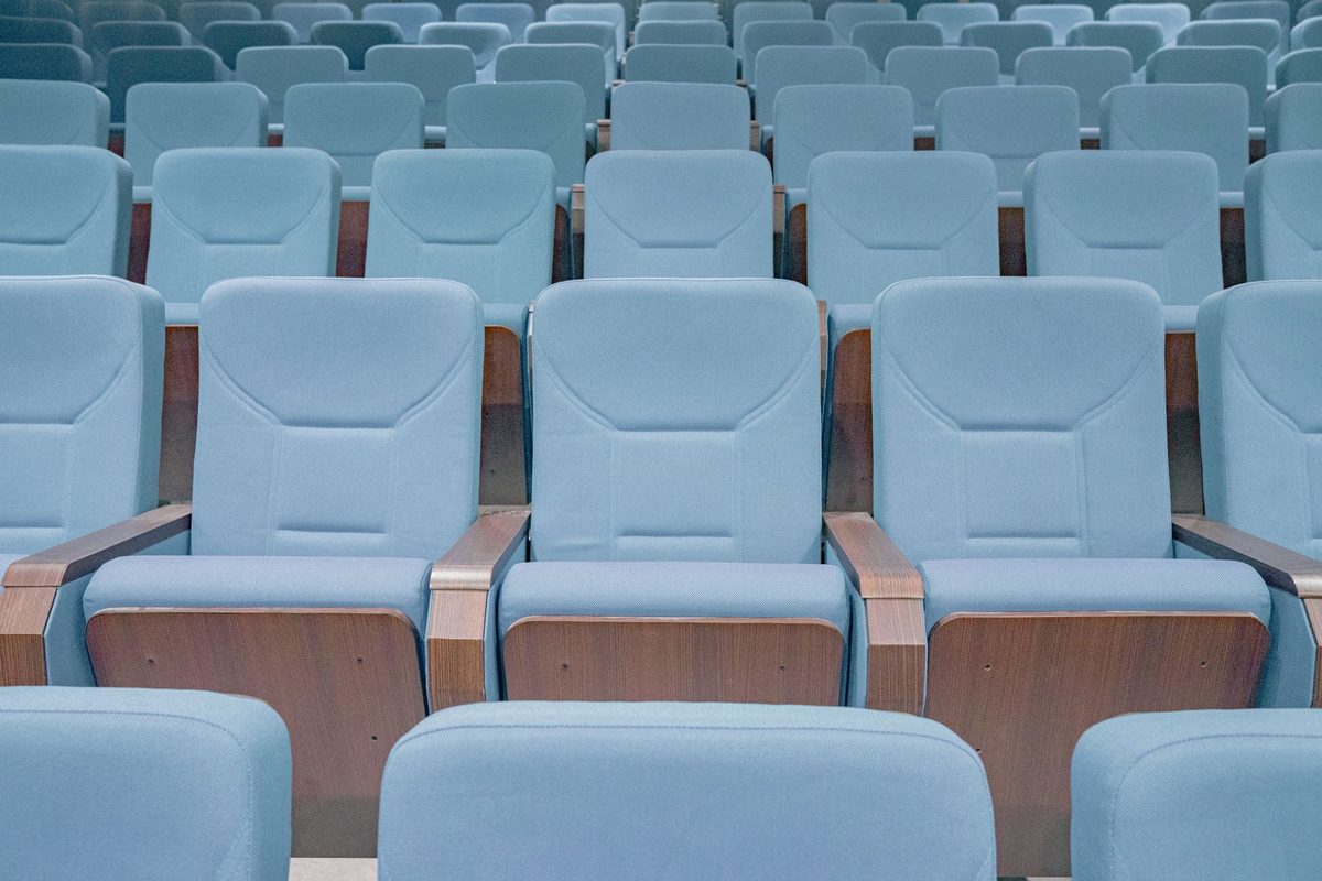 Empty cinema seats before a screening