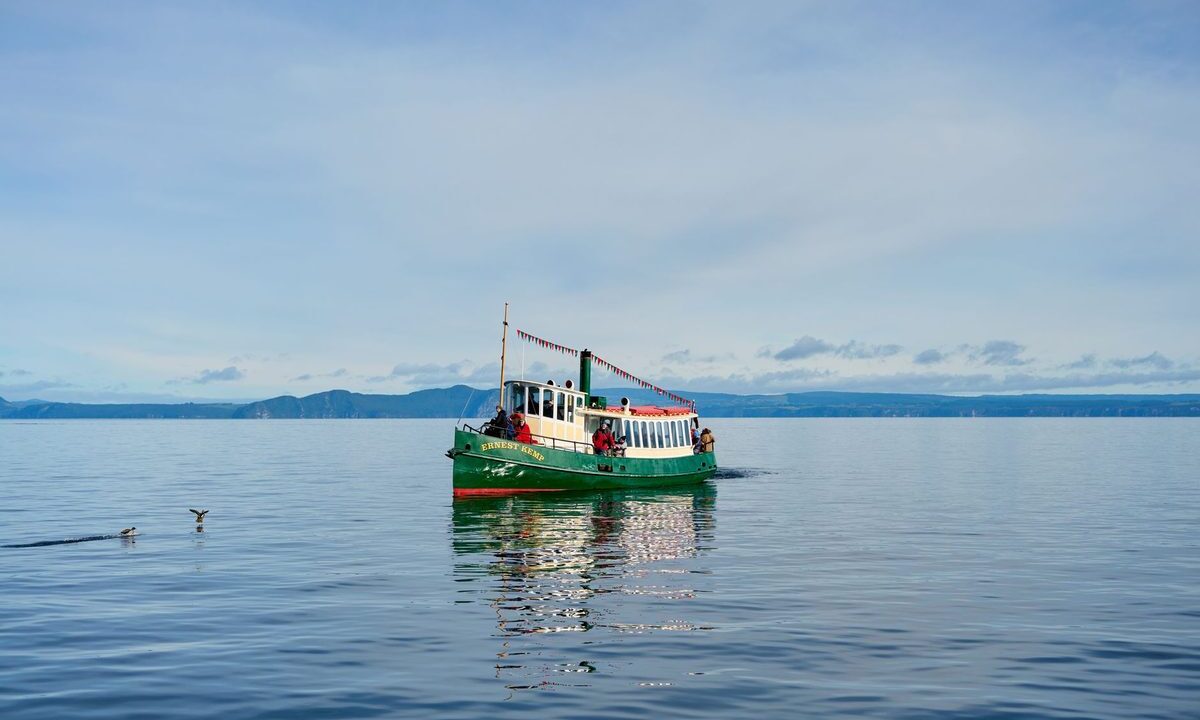 Best swimming spots at Lake Taupo: calm lake water on a summer morning